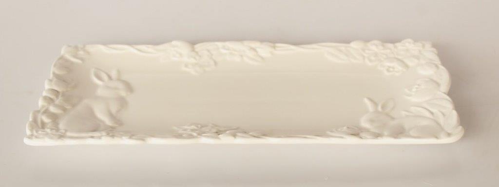 Ceramic Oblong Bunny Embossed Tray